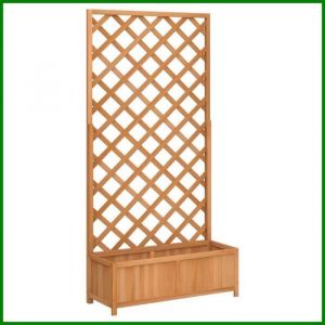 Jardinière - ASHATA - Bois massif de sapin - Treillis - Marron - 90 x 35 x 180 cm