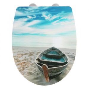WENKO Abattant WC avec frein de chute Boat Abattant WC original fixation acier inox clipsable Thermoplast 365x45cm