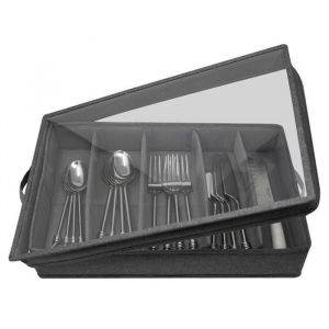 Rangement des Couverts et Ustensiles - BoîTe de Rangement pour Argenterie avec SéParateur RéGlable éTui de Rangement pour