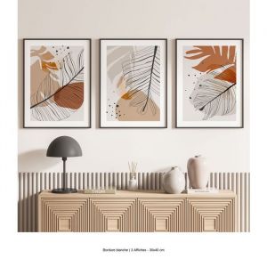 Lot de 3 Affiches / Posters Triptyque - Lumal&eacute;a - 3617689995175 - Feuilles - Bordure blanche - 3 Affiches - 30x40 cm
