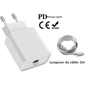 Chargeur - STRAßE TECH - 18W PD Type-C - Blanc - Compatible iPhone 11 Pro et 12 - Câble inclus