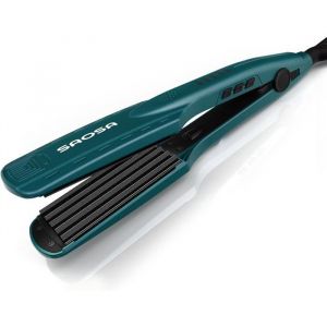 Grand Fer &agrave; Gaufrer cheveuxFers &agrave; friser pour la texture en Ondulations zigzag & volumeTemp&eacute;rature R&eacute;glableDouble TensionArr&ecirc;t