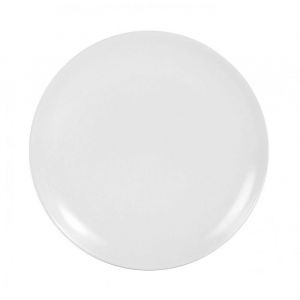 Lot de 12 assiettes rondes BANCA en fine porcelaine blanche plat rond de service pour desserts salades et gâteaux -D. 20 x H. 2