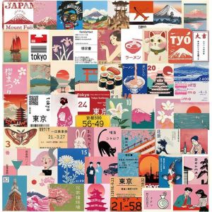 Autocollants de voyage en vinyle - FEBEST - Lot de 100 - Imperm&eacute;ables - Protection solaire - Th&egrave;me Japon