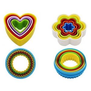 Emporte-pièce plastique Fleur Coeur Rond Moule Patisserie Gateau Biscuit X 5