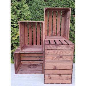 Caisse bois - PYXIDAS - Caisses En Bois Massif - 50x40x30 cm - Lot de 5 - Bronz&eacute;