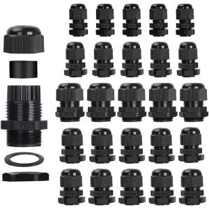 25 Pcs Presse-étoupes  Étanche PG7 PG9 PG11 PG13.5 PG16 Contre-écrou Presse-étoupe Réglable 3-15mm Plastique