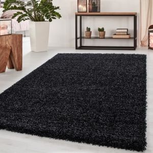 Tapis Salon Shaggy - Laetitia - Anthracite - 60 x 110 cm - 100% Polypropyl&egrave;ne - SIMPEX