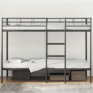 Lit superposés séparables enfant - JM - Sommiers inclus - sans matelas - noir 107x203 cm - acier LL331
