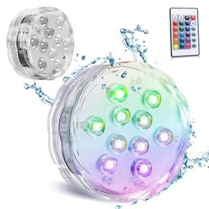 Coloré Éclairage 7cm LED Étanche avec la télécommande à infrarouge, pour Aquarium Baignoire Piscine Jardin Milieu Aquatique-2 Paquet