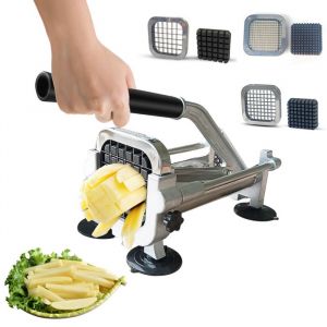 Coupe-frites - Coupe-Frites Professionnel Coupe - 3 Lames Inox - 4 ventouses - antid&eacute;rapante - Haute efficacit&eacute; - Commercial