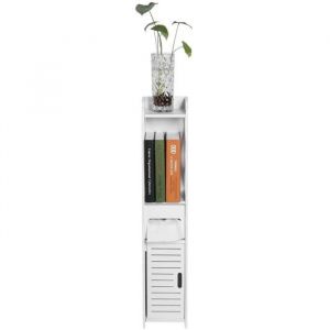 EBTOOLS Meuble colonne salle de bain blanc meuble gain de place pour salle de bain entrée salon chambre en bois en plastiq A177