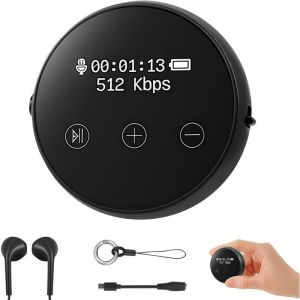 Mini enregistreur vocal 64 Go - Mini enregistreur avec activation vocale - Enregistrement automatique - R&eacute;duction du bruit