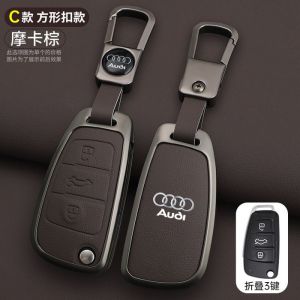 Juste de clé à distance de voiture en cuir en alliage de zinc porte-clés pour Audi A1 A3 8P A4 A5 horizon C7 A7 S3 S7 S8 R8 Q2 Q3