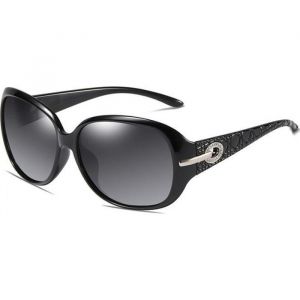 SHARPHY Lunettes de soleil femme mode grand cadre cadre rond Anti-UV protection solaire &eacute;l&eacute;gant noble noir