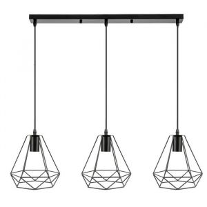 Lot de 3 Lustres - superpromo - la forme du polygonal - filetages internes - bande longue 50 cm - fil 100 cm - L 205 x H 25 cm