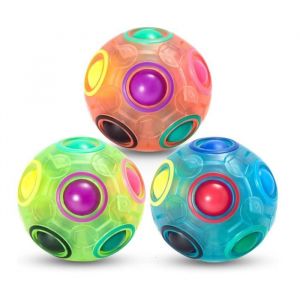 Jeu de Puzzle Boule Magique Anti-Stress - Boule Magique darc-en-Ciel - Pour Enfant et Adulte - Rose Vert Bleu