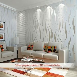 10M Papier Peint 3D Intiss&eacute; Moderne Minimaliste Courbes Brillance pour Chambre Salon TV Fond