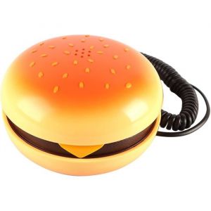 T&eacute;l&eacute;phone fixe fantaisie - SUTEO - Imitation hamburger - Design cr&eacute;atif - Filaire - Pieds antid&eacute;rapants