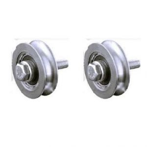 Roue &agrave; gorge ronde - Acier - 50 mm - Lot de 2 - Roues pour portail coulissant - 1 roulement &agrave; billes