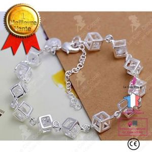 Bracelet Gourmette - LCC® - Argent 925 - Cristaux Zirconium - Femme/Fille - Coloris Argenté