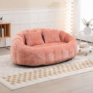 Canapé Pouf Chenille - Canapé 2 Places Durable et Confortable - Adapté aux Adultes et aux Enfants - Décoration de Salon - Rose