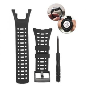 Bracelet de montre - ESTINK - Suunto Ambit 1/2/3 - Caoutchouc noir - Ergonomique - Durable