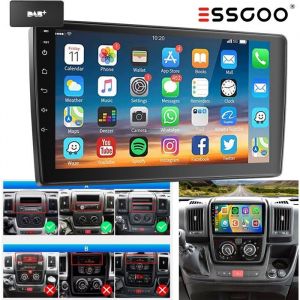 DAB+ Autoradio Android 15 1Go+32Go pour Fiat Ducato Citroen Jumper Peugeot Boxer 9 &Eacute;cran Tactile Carplay Bluetooth ESSGOO