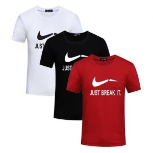 Lot de 3 Tee Shirt Homme Imprimé Col Arrondi Manches Courtes - INSFITY - Blanc/noir/rouge