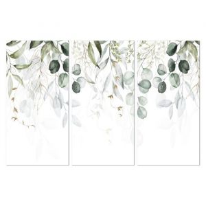 Tableau Decoration Murale - LUMASOUL - 5-2-2-0-2-2-10-3 - Moderne Motif - 3 parties - Blanc - 90x60 cm