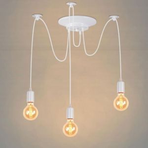 WOTTES Suspension Luminaire Vintage Industrielle Lampe Araignée Blanc 3 Bras Rétro Edison DIY Réglable Lustre pour Chambre Loft