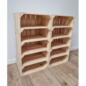 Caisse bois - PYXIDAS - Caisses avec 4 étagères - 75x40x30 cm - Lot de 2 - Naturel