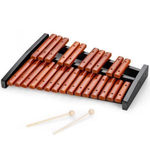 DREAMADE Xylophone Jouet Glockenspiel Bois 25 Notes pour Les Enfants Jouet de Musique 2 Mailloches Bois Noir et Marron