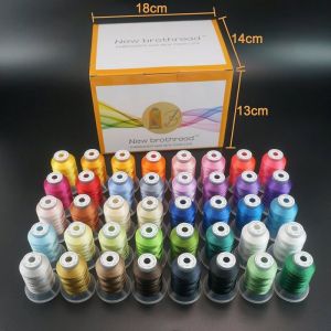 Kit de Fil pour Machine Broder 40 Couleurs 500M par Bobine Compatible avec Brother et Autres Marques PZCC