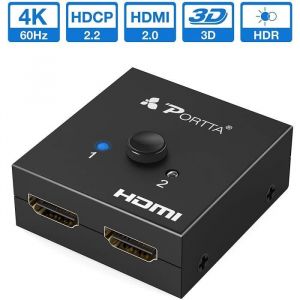 R&eacute;partiteurs 3 sorties PORTTA HDMI Switch Splitter 4k 2 Port HDMI Commutateur R&eacute;partiteur Bidirectionnel 1 in 2 Out - 2  993
