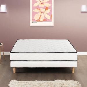 Ensemble matelas + sommier 140 x 190 cm - 580 Ressorts ensachés  - 7 zones de confort  - 24 cm - Équilibré - DEKO DREAM Détente