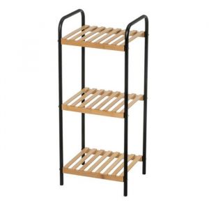 Etagère meuble étagère en bois coloris naturel et métal noir - Longueur 30 x Profondeur 26 x Hauteur 75 cm