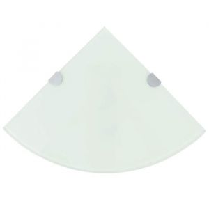 Étagères dangle avec Supports Chromés Verre Trempé Blanc 25x25 cm Épaisseur 8 mm Étagère de Coin Murale Salon Tablette