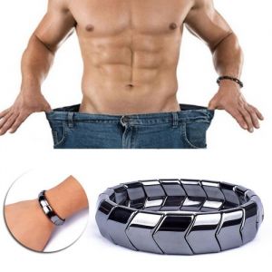 Bracelet en h&eacute;matite &agrave; la mode Bracelet de th&eacute;rapie magn&eacute;tique pour perte de poids pour hommes Bijoux extensibles pour 19cm AA