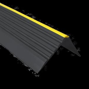 165 m profil&eacute; descalier nez de marche adh&eacute;sif antid&eacute;rapant en PVC noir 55x40 mm avec bande jaune