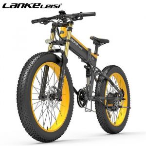 V&eacute;lo pliant electrique Lankeleisi XT750PLUS Moteur 1000W Batterie 48V 17.5AH 26*4.0 Fat Pneus Autonomie 120Km Tout suspendu Jaune