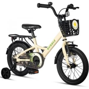 Glerc Bubble 12 pouces Vélo enfant pour 1 2 3 4 ans petits garçons & filles Vélos avec stabilisateurs de panier Beige
