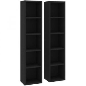Bonne qualité - Lot de 2 Meuble Range CD - Armoire à CD Noir 21x16x935 cm Aggloméré @7947 :