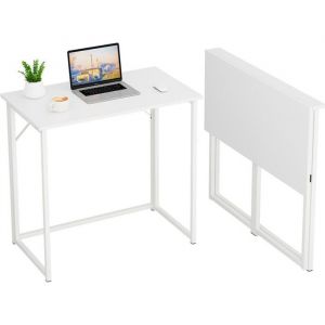 Dripex Table de Bureau Pliante Bureau Informatique Pliable Petit Table dOrdinateur Assemblage Simple 80 x 46 x 74 cm - Blanc