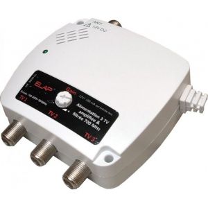 Alimentation Amplifi&eacute;e Filtr&eacute;e 220 / 12V ELAP 360016 - 50mA Pour Pr&eacute;amplificateur TV 3 Sorties TV + Filtre 5G LTE 700 MHz + R&eacute;glage