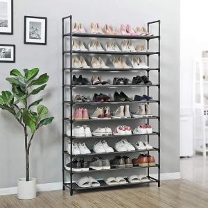 Etagère range chaussures - Meuble Rangement - 40-50 paires - Tubes en acier et attaches en plastique