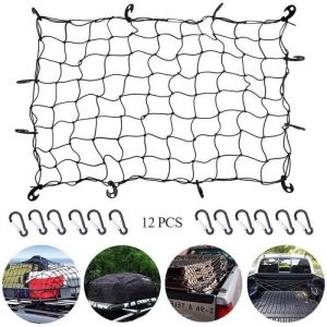 Filet a Bagage120*90cm pour Sac De Toit De Voiture élastique Résistant avec 12 Crochetsfilet de porte-bagages de toit de remorque