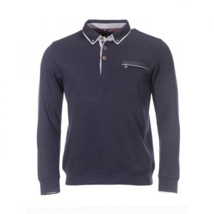 Sweat Peter Cofox Col Polo - Manches Longues - Marine - 60% Polyester 40% Coton