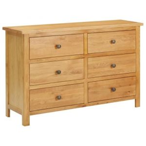 Commode en bois de ch&ecirc;ne massif Zoomind&reg; 105x335x73 cm - 6 tiroirs