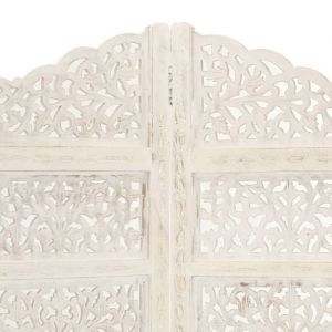Bon plan Cloison de séparation - JILI HOT - Paravent dintimité pliable - 4 panneaux Blanc 160x165cm - Bois manguier - pour